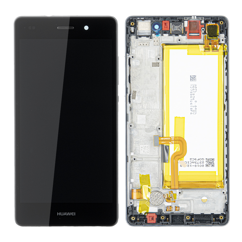 WYŚWIETLACZ LCD DO HUAWEI P8 LITE Z RAMKĄ I BATERIĄ CZARNY 02350KCW ORYGINAŁ SERVICE PACK
