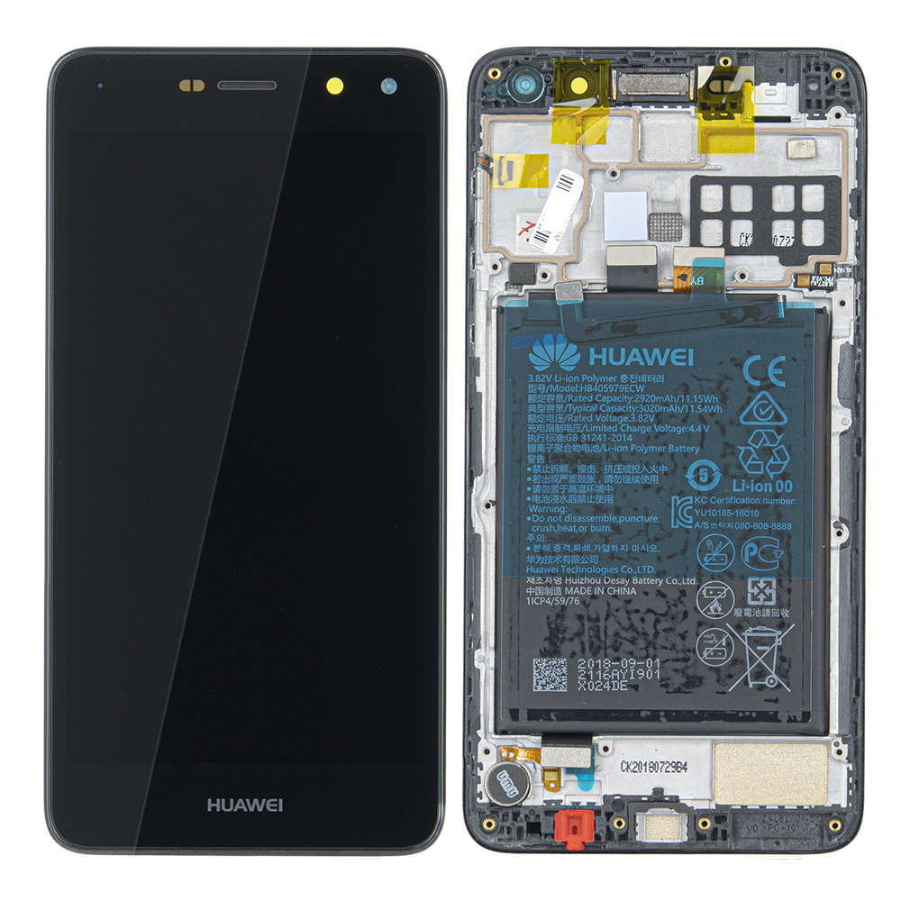 WYŚWIETLACZ LCD DO HUAWEI Y5 2017 MAYA-L22 Z RAMKĄ I BATERIĄ CZARNY 02351DMD ORYGINAŁ SERVICE PACK
