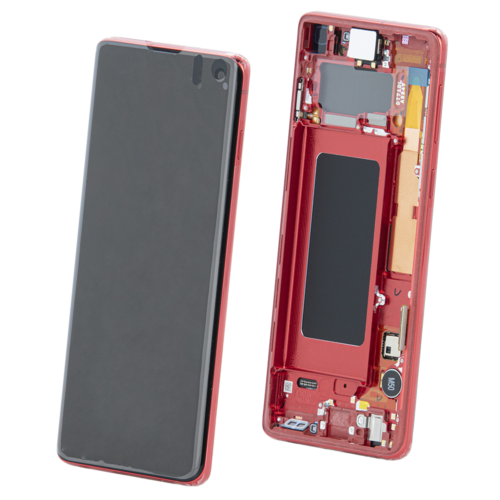 WYŚWIETLACZ LCD DO SAMSUNG G973 GALAXY S10 CZERWONY Z RAMKĄ GH82-18860H GH82-18850H GH82-18835H ORYGINAŁ SERVICE PACK
