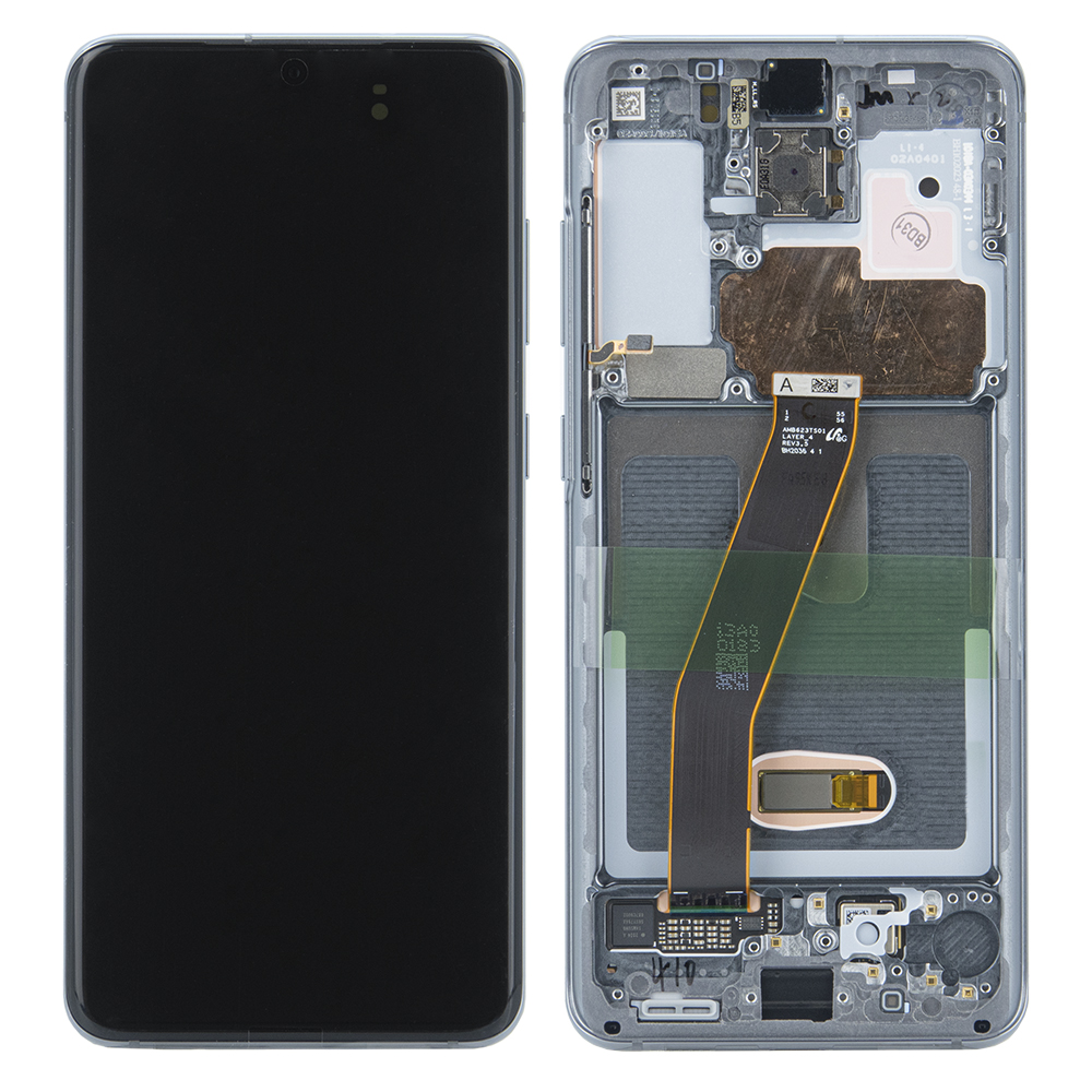 WYŚWIETLACZ LCD DO SAMSUNG G980 G981 GALAXY S20 SZARY Z RAMKĄ GH82-22131A, GH82-22123A ORYGINAŁ SERVICE PACK