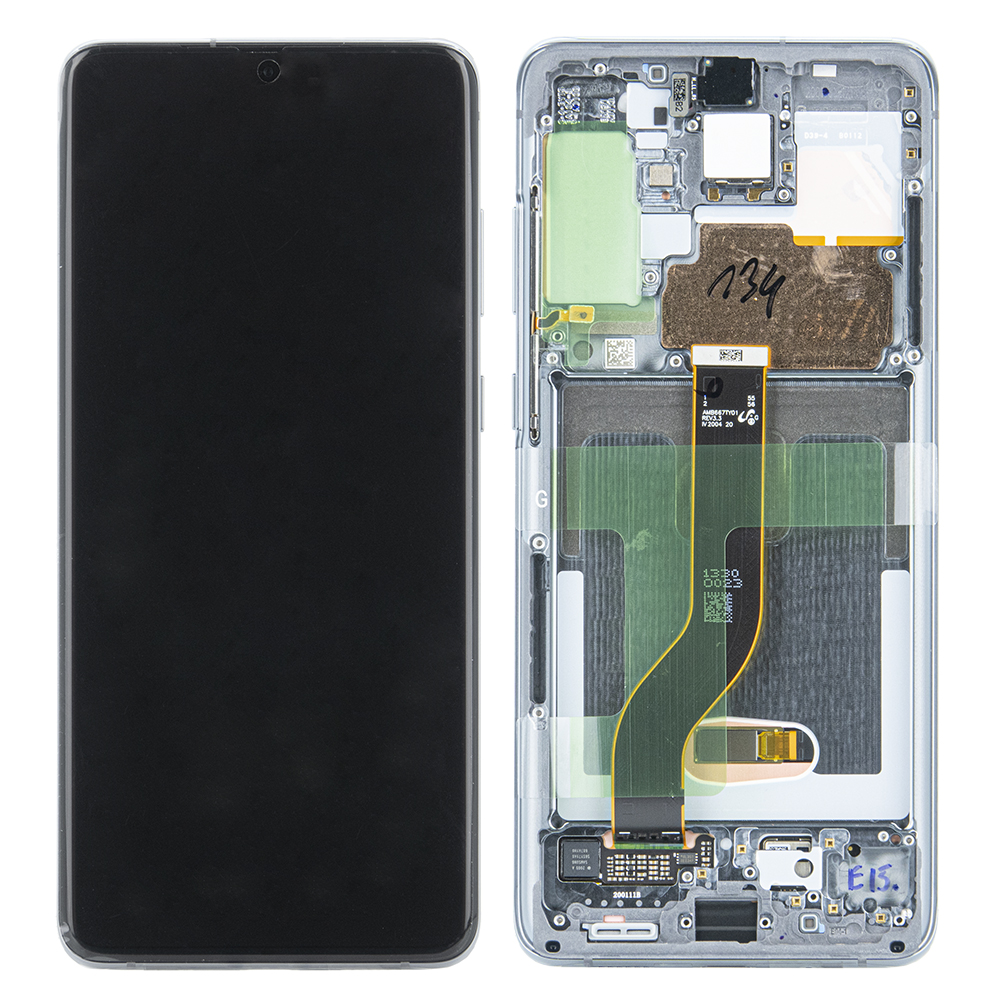 WYŚWIETLACZ LCD DO SAMSUNG G985 G986 GALAXY S20 PLUS SZARY Z RAMKĄ GH82-22134E, GH82-22145E ORYGINAŁ SERVICE PACK