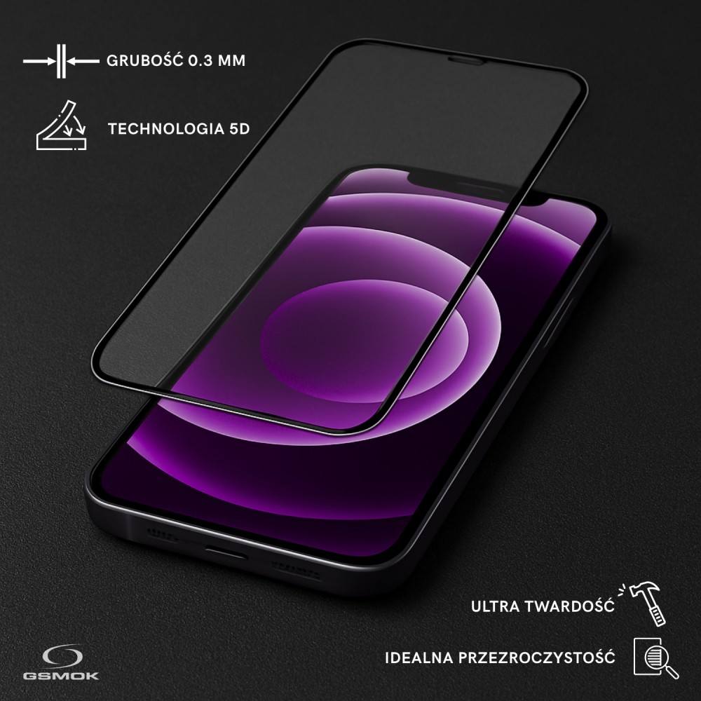 Zdjęcie 3 - IPHONE 12 / 12 PRO - SZKŁO HARTOWANE ULTRA STRONG 0.3MM 5D CZARNE Zdjęcie 3 - IPHONE 12 / 12 PRO - SZKŁO HARTOWANE ULTRA STRONG 0.3MM 5D CZARNE