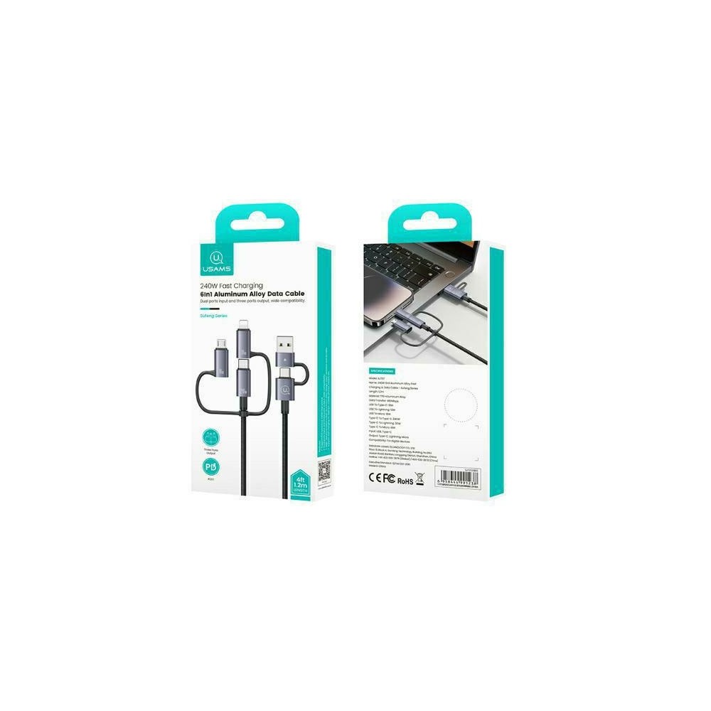 Zdjęcie 5 - KABEL USAMS SUFENG SERIES 6W1 240W FAST CHARGING 1.2M CZARNY Zdjęcie 5 - KABEL USAMS SUFENG SERIES 6W1 240W FAST CHARGING 1.2M CZARNY