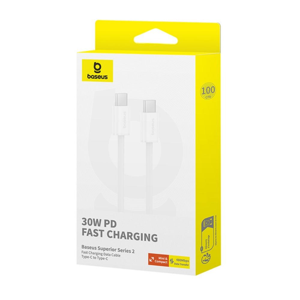 Zdjęcie 4 - KABEL USB-C DO USB-C 30W 2M BASEUS SUPERIOR SERIES 2 BIAŁY Zdjęcie 4 - KABEL USB-C DO USB-C 30W 2M BASEUS SUPERIOR SERIES 2 BIAŁY