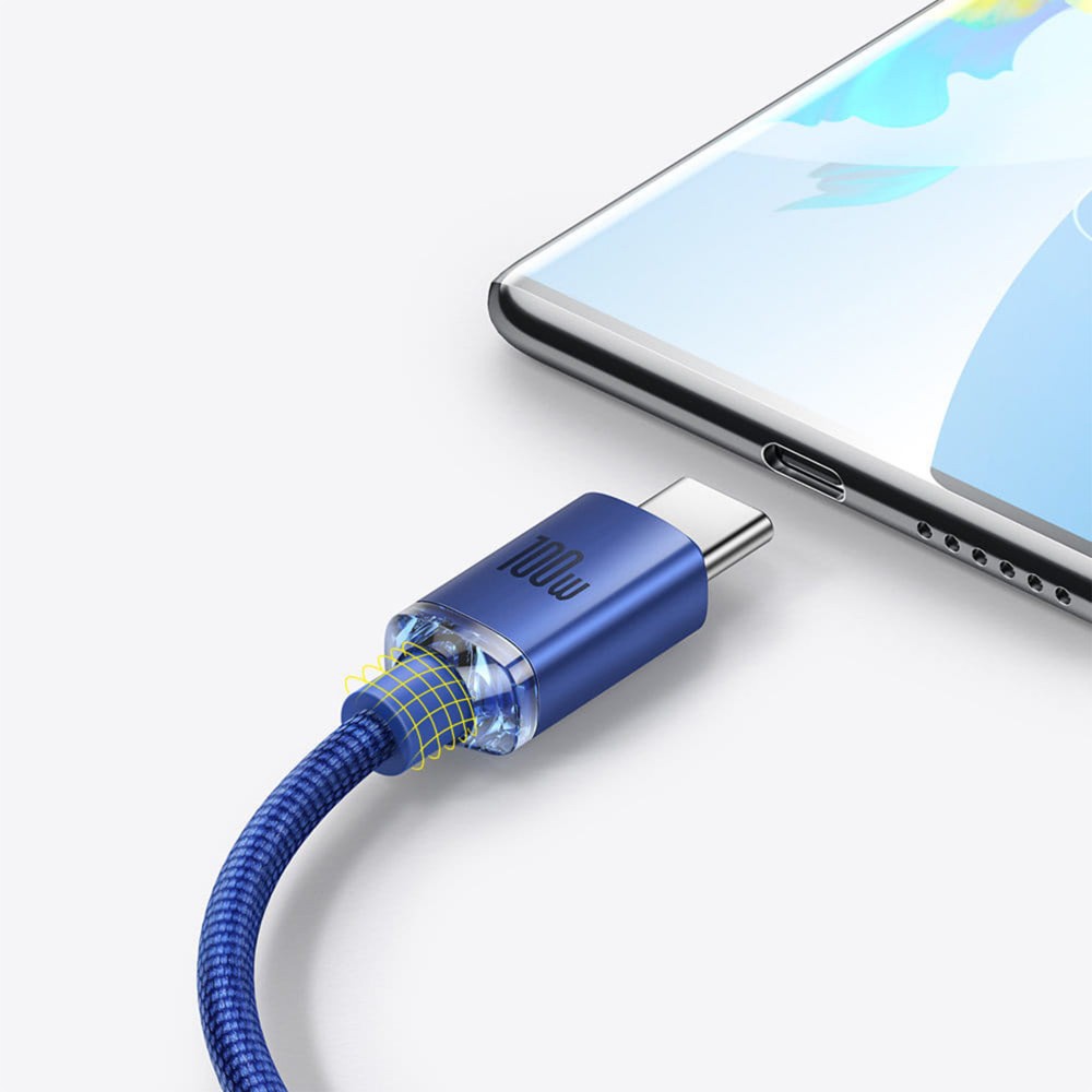 Zdjęcie 3 - KABEL USB DO USB-C 100W 2M BASEUS CRYSTAL SHINE SERIES CAJY000503 NIEBIESKI Zdjęcie 3 - KABEL USB DO USB-C 100W 2M BASEUS CRYSTAL SHINE SERIES CAJY000503 NIEBIESKI