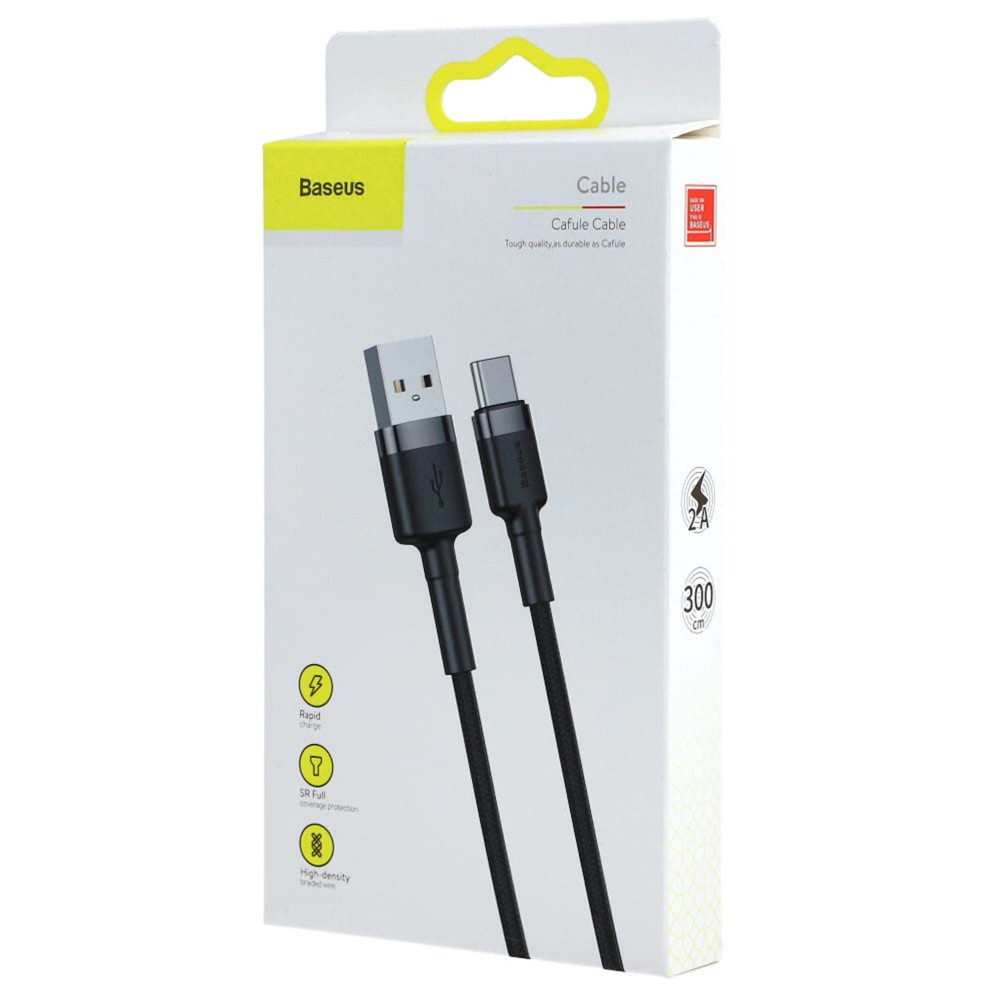 Zdjęcie 8 - KABEL USB DO USB-C 3M 2A BASEUS CAFULE CATKLF-UG1 CZARNO-SZARY Zdjęcie 8 - KABEL USB DO USB-C 3M 2A BASEUS CAFULE CATKLF-UG1 CZARNO-SZARY