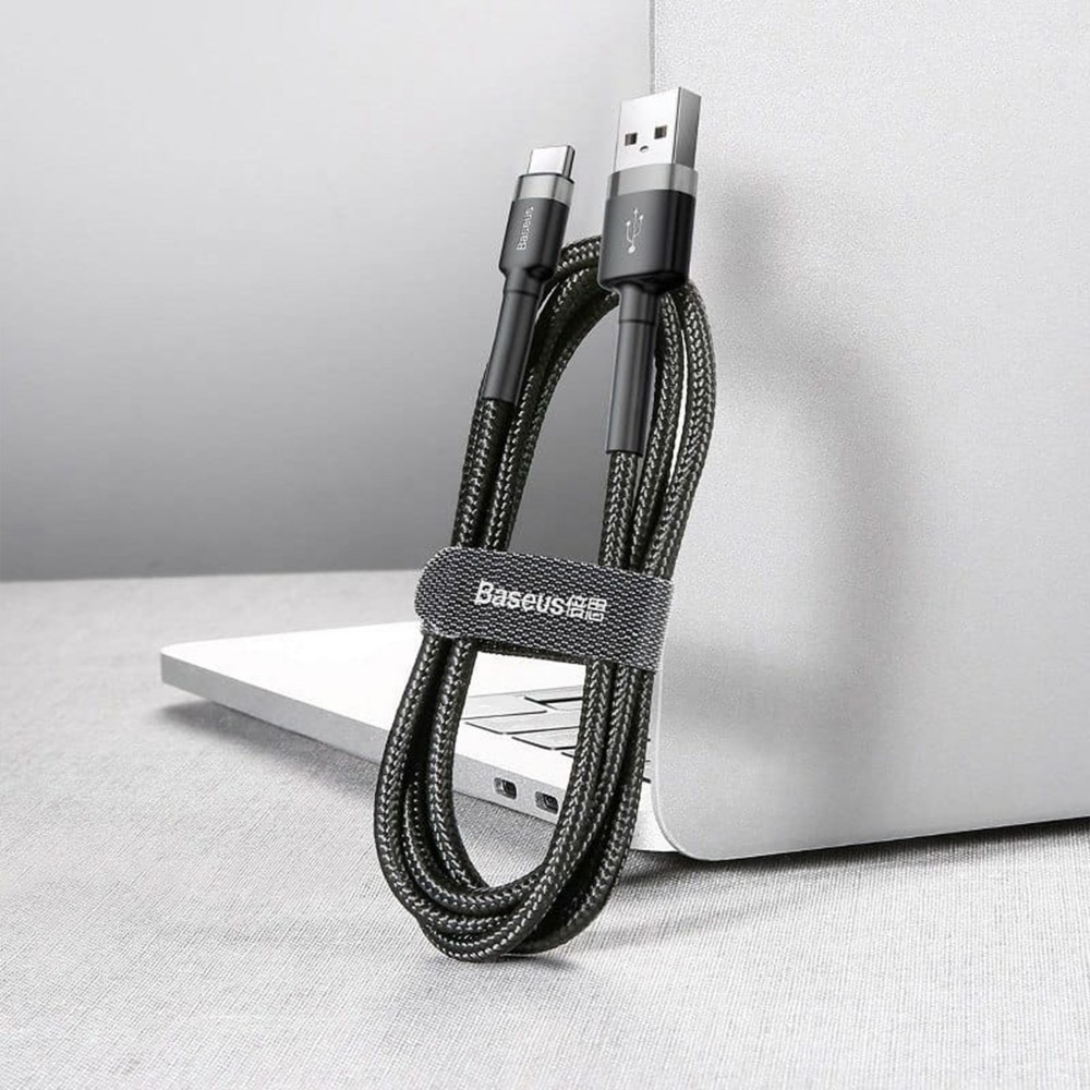 Zdjęcie 6 - KABEL USB DO USB-C 3M 2A BASEUS CAFULE CATKLF-UG1 CZARNO-SZARY Zdjęcie 6 - KABEL USB DO USB-C 3M 2A BASEUS CAFULE CATKLF-UG1 CZARNO-SZARY