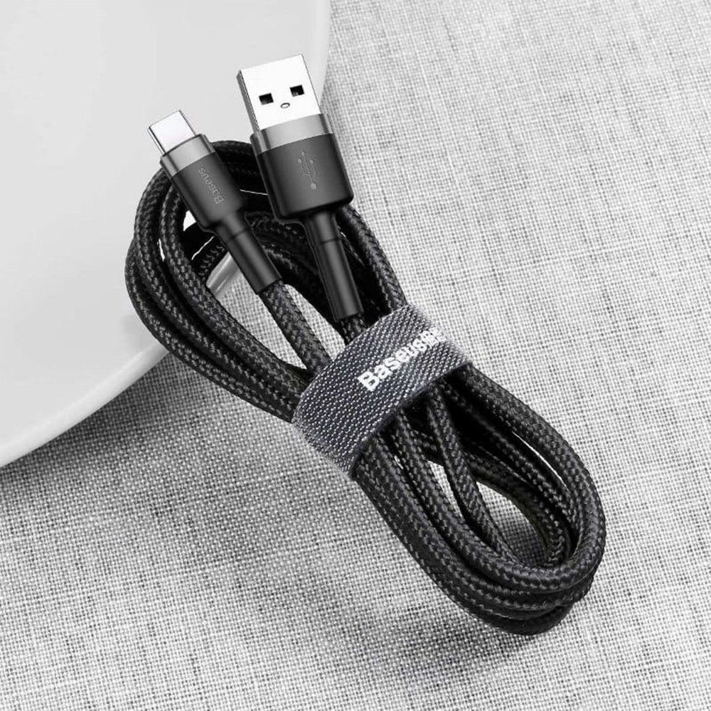 Zdjęcie 7 - KABEL USB DO USB-C 3M 2A BASEUS CAFULE CATKLF-UG1 CZARNO-SZARY Zdjęcie 7 - KABEL USB DO USB-C 3M 2A BASEUS CAFULE CATKLF-UG1 CZARNO-SZARY