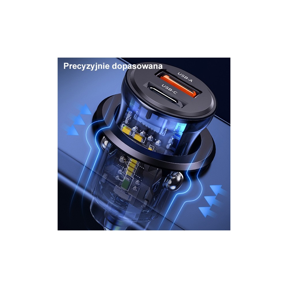 Zdjęcie 3 - ŁADOWARKA SAMOCHODOWA USAMS C32 USB-A+USB-C 30W FAST CHARGE NIEBIESKI Zdjęcie 3 - ŁADOWARKA SAMOCHODOWA USAMS C32 USB-A+USB-C 30W FAST CHARGE NIEBIESKI