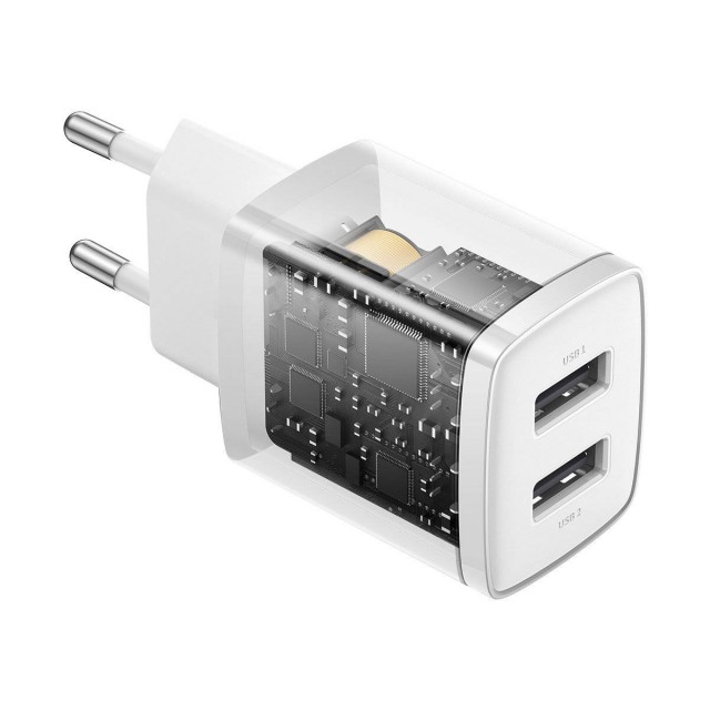 Zdjęcie 4 - ŁADOWARKA SIECIOWA BASEUS 2XUSB 10.5W 2.1A CCXJ010202 BIAŁA Zdjęcie 4 - ŁADOWARKA SIECIOWA BASEUS 2XUSB 10.5W 2.1A CCXJ010202 BIAŁA