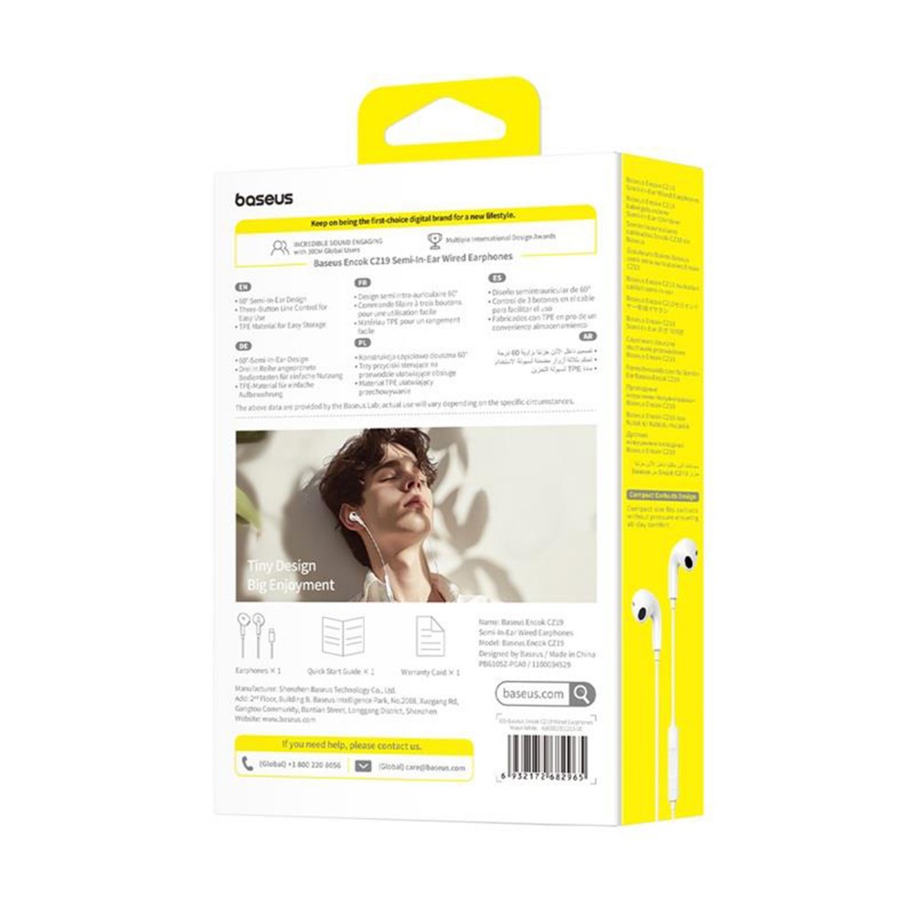 Zdjęcie 7 - SŁUCHAWKI BASEUS ENCOK CZ19 USB-C BIAŁE Zdjęcie 7 - SŁUCHAWKI BASEUS ENCOK CZ19 USB-C BIAŁE